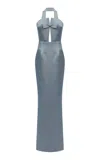 The New Arrivals Ilkyaz Ozel Holly Bow-detailed Maxi Dress In Light Blue