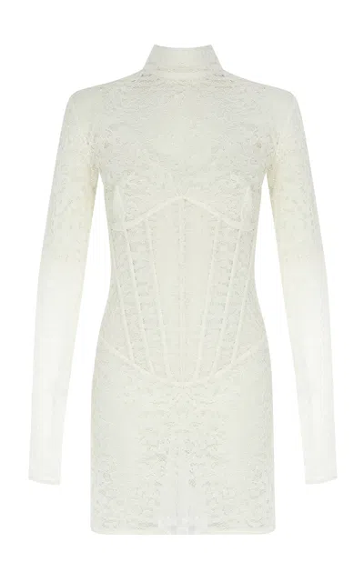 The New Arrivals Ilkyaz Ozel Isadora Corseted Lace Mini Dress In White