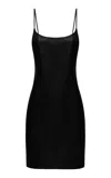 The New Arrivals Ilkyaz Ozel Isis Leather Mini Slip Dress In Black