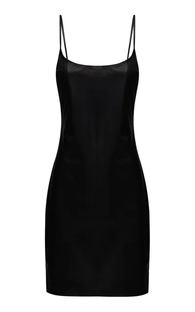 The New Arrivals Ilkyaz Ozel Isis Leather Mini Slip Dress In Black
