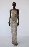 The New Arrivals Ilkyaz Ozel Isis Nova Roma Strapless Gown In Brown