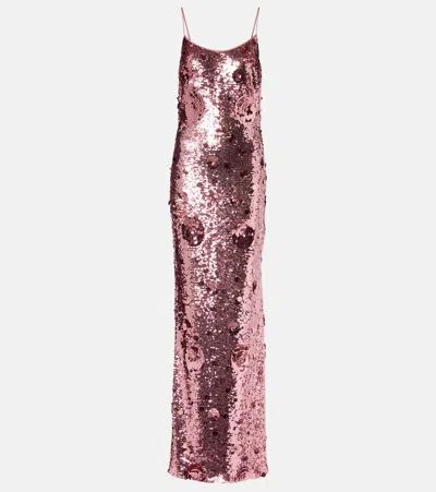 The New Arrivals Ilkyaz Ozel Isis Sequined Gown In Pink
