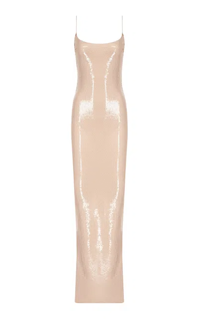 The New Arrivals Ilkyaz Ozel Isis Sequined Maxi Dress In Pink