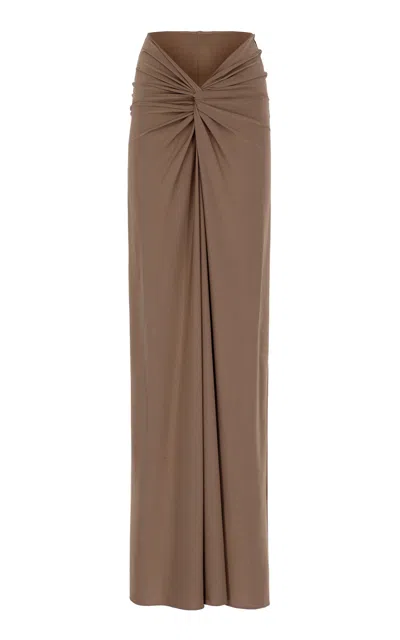 The New Arrivals Ilkyaz Ozel Jasmine Gathered Crepe Jersey Maxi Skirt In Grey