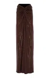 The New Arrivals Ilkyaz Ozel Jasmine Gathered Hotfix Crepe Jersey Maxi Skirt In Brown