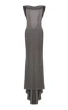 The New Arrivals Ilkyaz Ozel Jeanne Draped Gown In Silver