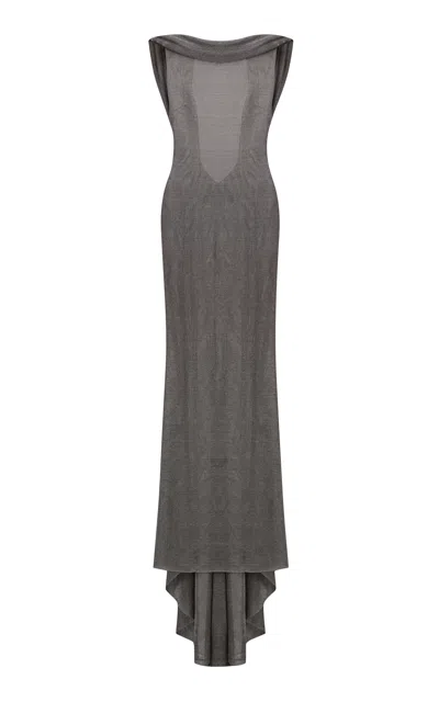 The New Arrivals Ilkyaz Ozel Jeanne Draped Gown In Silver