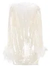 The New Arrivals Ilkyaz Ozel Feather-trimmed Sequined Minidress In White