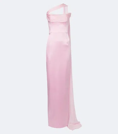The New Arrivals Ilkyaz Ozel Julietta Scarf-detail Satin Gown In Pink