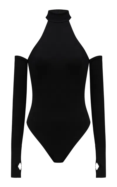 The New Arrivals Ilkyaz Ozel Keira Mock Neck Bodysuit In Black