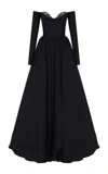 The New Arrivals Ilkyaz Ozel Khali Off-the-shoulder Crepe Gown In Black