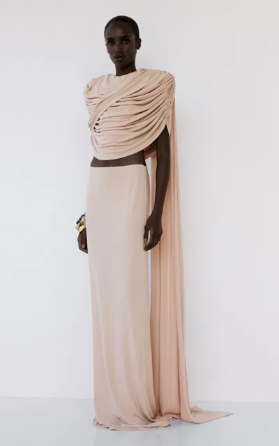 The New Arrivals Ilkyaz Ozel Khara Alhambra Gathered Capelet Top In Neutral