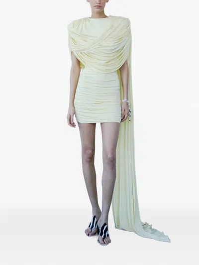 The New Arrivals Ilkyaz Ozel Khara Draped Mini Dress In Gray