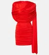 The New Arrivals Ilkyaz Ozel Khara Draped Minidress In Red