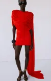The New Arrivals Ilkyaz Ozel Khara Gathered Amberica Dress In Red