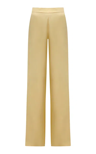 The New Arrivals Ilkyaz Ozel Lava Low-rise Silk Pants In Yellow