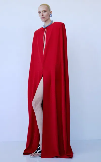The New Arrivals Ilkyaz Ozel Lenny Structured Tie-neck Cape In Red