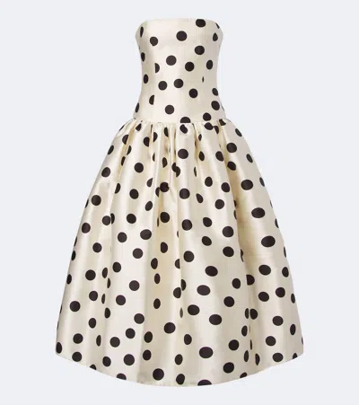 The New Arrivals Ilkyaz Ozel Leyla Polka-dot Satin Bustier Gown In White