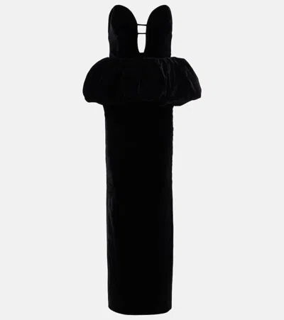 The New Arrivals Ilkyaz Ozel Lia Peplum Silk Maxi Dress In Black