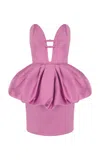 The New Arrivals Ilkyaz Ozel Lia Satin Peplum Mini Dress In Pink