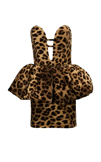 The New Arrivals Ilkyaz Ozel Lia Sauvage Peplum Cotton Mini Dress In Animal