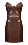 The New Arrivals Ilkyaz Ozel Lilith Strapless Mini Dress In Brown
