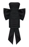 The New Arrivals Ilkyaz Ozel Lina Bow-detailed Silk Mini Dress In Black