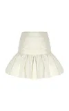 The New Arrivals Ilkyaz Ozel Lina Ruched Silk Taffeta Bubble Mini Skirt In White