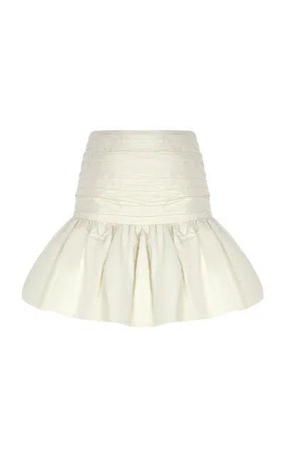 The New Arrivals Ilkyaz Ozel Lina Ruched Silk Taffeta Bubble Mini Skirt In White