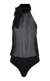 The New Arrivals Ilkyaz Ozel Loulou Silk Chiffon Halter Tank Top In Black