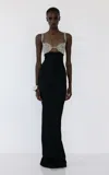 The New Arrivals Ilkyaz Ozel Lux Orphã©on Crystal Embellished Gown In Black