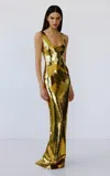 The New Arrivals Ilkyaz Ozel Manu Constantine Dress In Gold