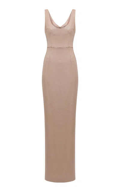 The New Arrivals Ilkyaz Ozel Manu Metallic Gown In Pink