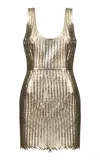The New Arrivals Ilkyaz Ozel Manu Metallic Leather Mini Dress In Gold