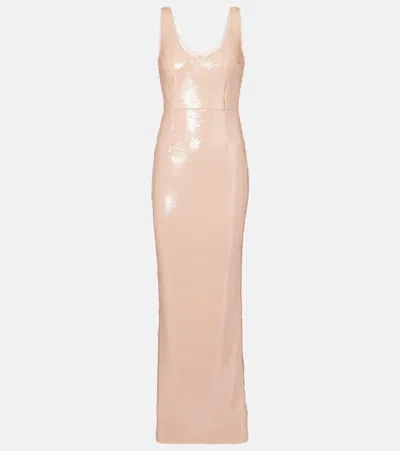 The New Arrivals Ilkyaz Ozel Manu Sequined Gown In Pink