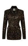 The New Arrivals Ilkyaz Ozel Maya Animal-print Leather Blazer In Brown