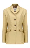 The New Arrivals Ilkyaz Ozel Maya Tailored Leather Jacket In Yellow