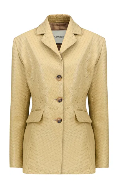 The New Arrivals Ilkyaz Ozel Maya Tailored Leather Jacket In Yellow