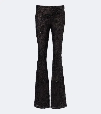 The New Arrivals Ilkyaz Ozel Meihua Sequined Flared Pants In Black