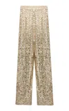 The New Arrivals Ilkyaz Ozel Meredith Embellished Silk Wide-leg Pants In Gold