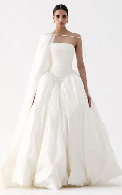 The New Arrivals Ilkyaz Ozel Britt Silk Maxi Dress In White