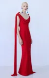 The New Arrivals Ilkyaz Ozel Morticia Aysmmetric Column Gown In Red