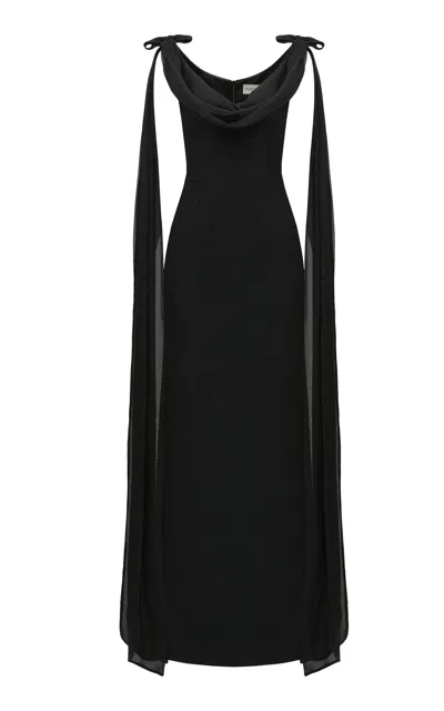 The New Arrivals Ilkyaz Ozel Morticia Chez Castel Silk Dress In Black