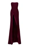 The New Arrivals Ilkyaz Ozel Nefertiti Strapless Gown In Burgundy
