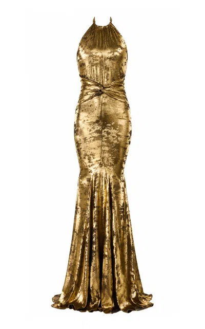 The New Arrivals Ilkyaz Ozel Nemrut Lame Maxi Dress In Gold