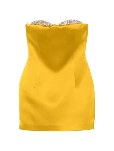The New Arrivals Ilkyaz Ozel Noelie Crystal-embellished Strapless Dress In Yellow