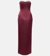 The New Arrivals Ilkyaz Ozel Noélie Embellished Satin Gown In Red