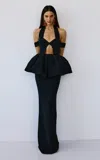 The New Arrivals Ilkyaz Ozel Obsidian Chez Castel Peplum Dress In Black