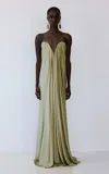 The New Arrivals Ilkyaz Ozel Olivienne Riviera Strapless Gown In Green