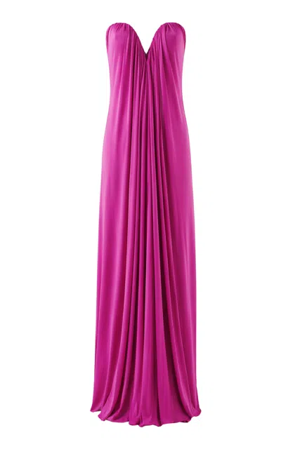 The New Arrivals Ilkyaz Ozel Olivienne Strapless Jersey Maxi Dress In Purple